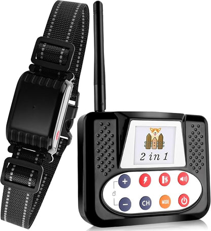 Wireless Dog Fence with Remote Training collar, Portable Dog Containment System with 2.4GHZ Signal, Dog Training & Behavior Aids for Medium Large Dogs