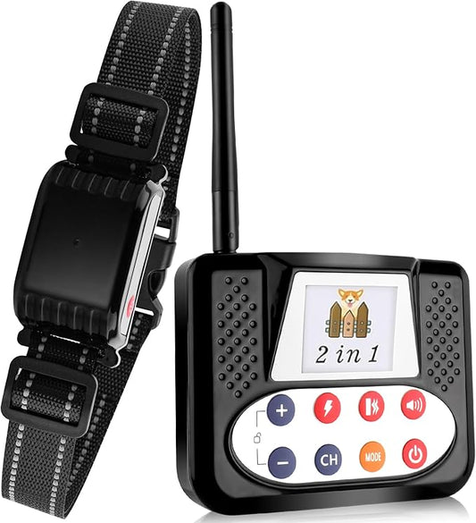 Wireless Dog Fence with Remote Training collar, Portable Dog Containment System with 2.4GHZ Signal, Dog Training & Behavior Aids for Medium Large Dogs