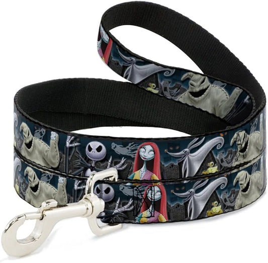 Buckle-Down Dog Leash Nightmare Before Christmas 4 Character Group Cemetery Scene 6 Feet Long 1.5 Inch Wide, DL-6FT-WDY256-W