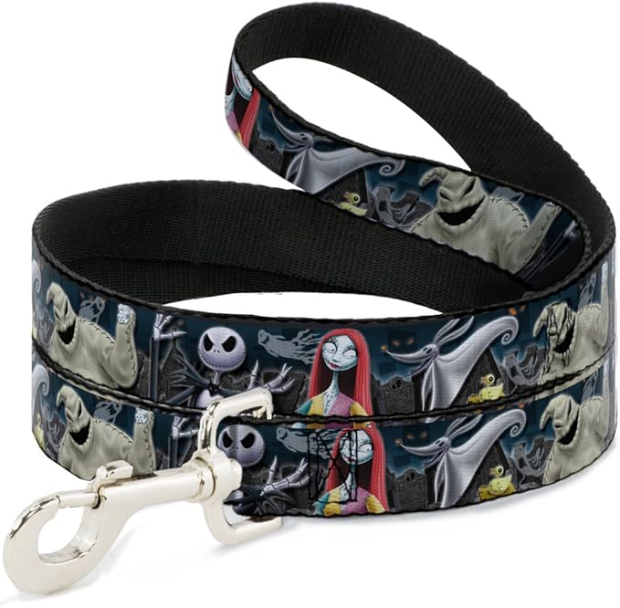 Buckle-Down Dog Leash Nightmare Before Christmas 4 Character Group Cemetery Scene 4 Feet Long 0.5 Inch Wide, Multicolor (DL-WDY256-N)