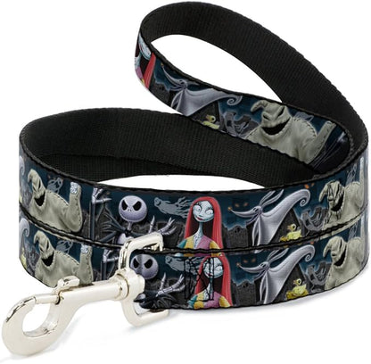 Buckle-Down Dog Leash Nightmare Before Christmas 4 Character Group Cemetery Scene 4 Feet Long 0.5 Inch Wide, Multicolor (DL-WDY256-N)