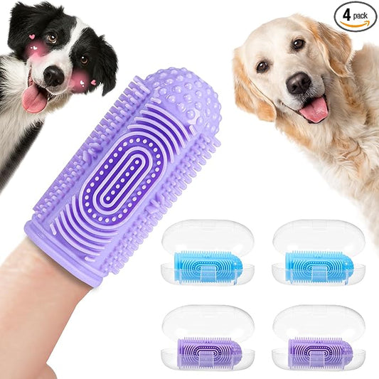 Dog Toothbrush Dog Tooth Brushing Kit 4Pack Dog Finger Toothbrush Dog Tooth Brush Puppy Toothbrush Dog Toothbrush Kit Pet Finger Toothbrush for Dog Teeth Cleaning&Dog Dental Care