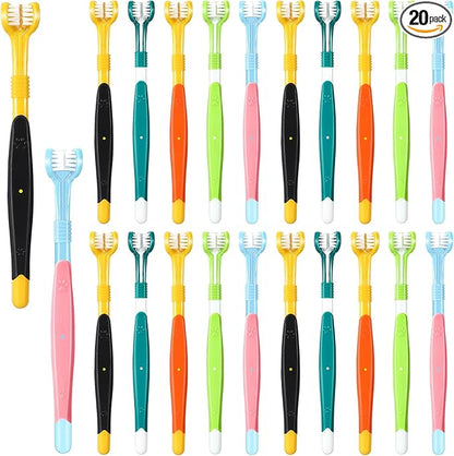 20 Pcs 7 Inch Dog Toothbrush 3 Sided Dog Tooth Brush Cat Toothbrush Pet Teeth Cleaning Brush Dental Care Suitable for Most Pets Puppy Kitten Different Teeth and Mouth Shapes Cleaning