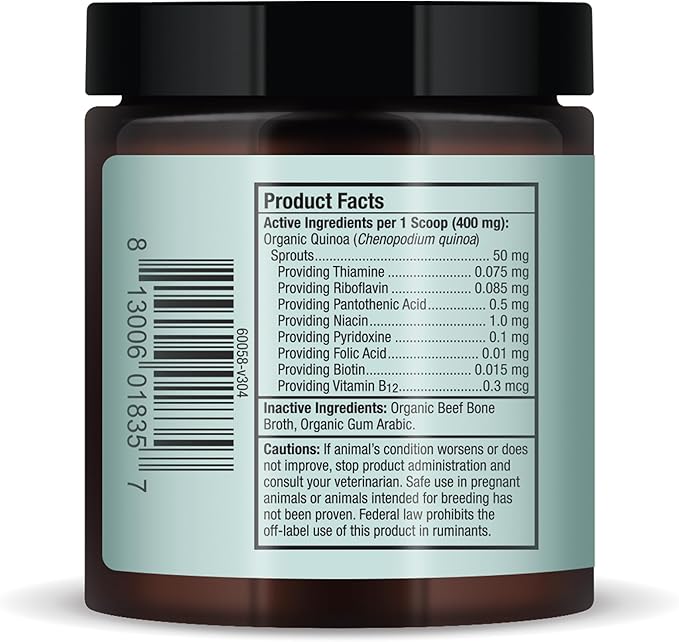Bark & Whiskers Organic Vitamin B Complex, 0.85 Oz. (24 g), 60 Scoops, Supports A Healthy Nervous System & Endurance, Veterinarian Formulated, Non-GMO, Certified USDA Organic, Dr. Mercola