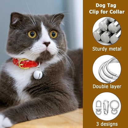 18PCS Dog Tag Clip Steel Ring Pet Tag, Dog Tags Ring Replaceable Dog Name Tag Clip, Dog ID Tags Dog Tag Clip for Collar Personalized Dog Tag Holder Key Rings for Dogs Cat Collar and Harnesses