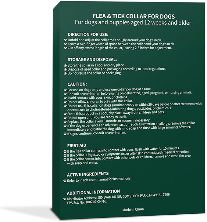 4 Pack Flea Collar for Dogs, Flea and Tick Collar for Dogs Red & White, 32 Months Flea and Tick Prevention for Dogs, Dog Flea and Tick Treatment, Water-resistant & Adjustable Dog Flea Collar