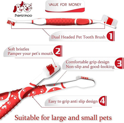 8 pcs Dog Toothbrush pet Toothbrush Small to Large Dogs,Cats with Soft Bristles Non Slip Dual Head Dog Toothbrush
