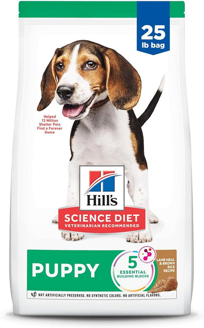 Hill's Science Diet Puppy, Puppy Premium Nutrition, Dry Dog Food, Lamb & Brown Rice, 25 lb Bag