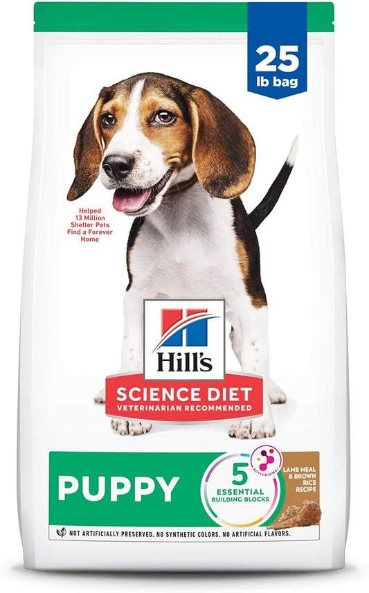Hill's Science Diet Puppy, Puppy Premium Nutrition, Dry Dog Food, Lamb & Brown Rice, 25 lb Bag
