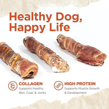 Natural Farm Power Beef Sticks Dog Chews (6”, 15-Pack), 2-in-1 Power Chews: Premium Beef Cheek Wrapped in Beef Esophagus for Double Chewing Time, Promotes Dental Health, Great for Medium Dogs
