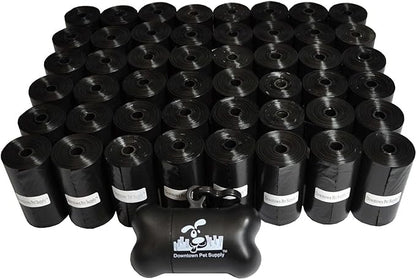 Downtown Pet Supply 960 Count Dog Poop Bags Refills with Leash Clip and Bone Bag Dispenser, Black - Dog Waste Bags Unscented and Leak-Proof with Dog Poop Bag Dispenser - 12.5 x 8.5"