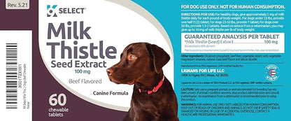 Milk Thistle for Dogs, 100mg - 60 Beef Flavored Tablets - Canine Liver Health Natural Milk Thistle Supplement - Liver Supplement - Liver Support Supplement - Milk Thistle Herbal Supplements