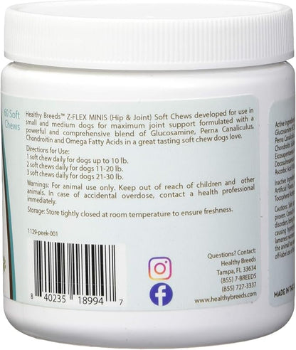Healthy Breeds Peekapoo Z-Flex Minis Hip and Joint Support Soft Chews 60 Count