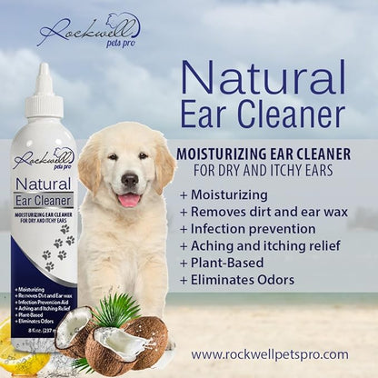 Ear Cleaner for Dogs Ear Cleaner Solution for Dog Ear Infection Treatment by Rockwell Pets Pro 8 fl oz