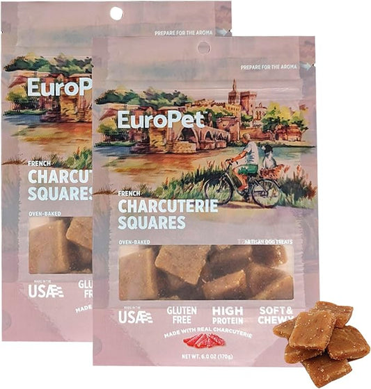 French Charcuterie Squares - Premium, Healthy Dog Treats | Real, High Protein - Gluten Free | European Inspired, Soft & Chewy | Made in The USA |