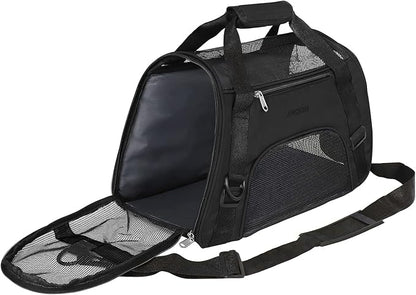 JMOON Cat Carrier Soft-Sided Airline Approved Pet Carrier Bag,Pet Travel Carrier for Cats,Dogs Puppy Comfort Portable Foldable Pet Bag (Medium, Black)