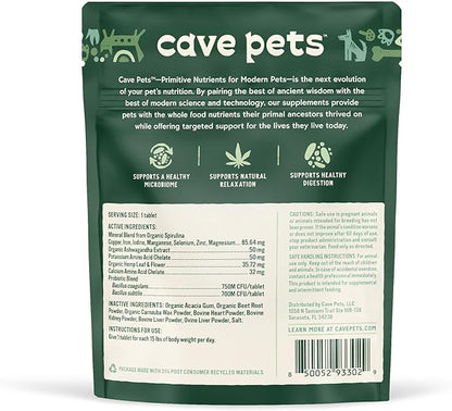 Super Chomp Tablets, Dog Probiotic Supplement for Digestive Health and Natural Relaxation, Multi-Glandular & Hemp