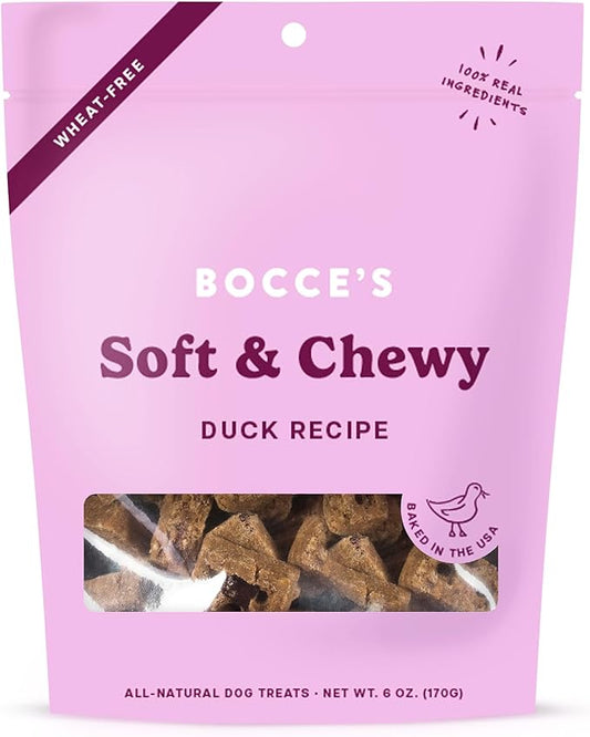 Bocce’s Bakery Oven Baked Duck Recipe Treats for Dogs, Wheat-Free Everyday Dog Treats, Made with Real Ingredients, Baked in The USA, All-Natural Soft & Chewy Cookies, Duck, 6 oz