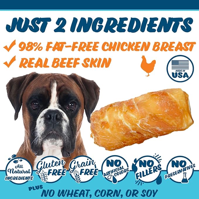 Chicken On A Stick Crunchy & Chewy Chicken Jerky Wrapped Rawhides for Dogs, Made in The USA 2 in 1 Dog Treats for Extra Large Dogs, Jumbo Size 1 Ct