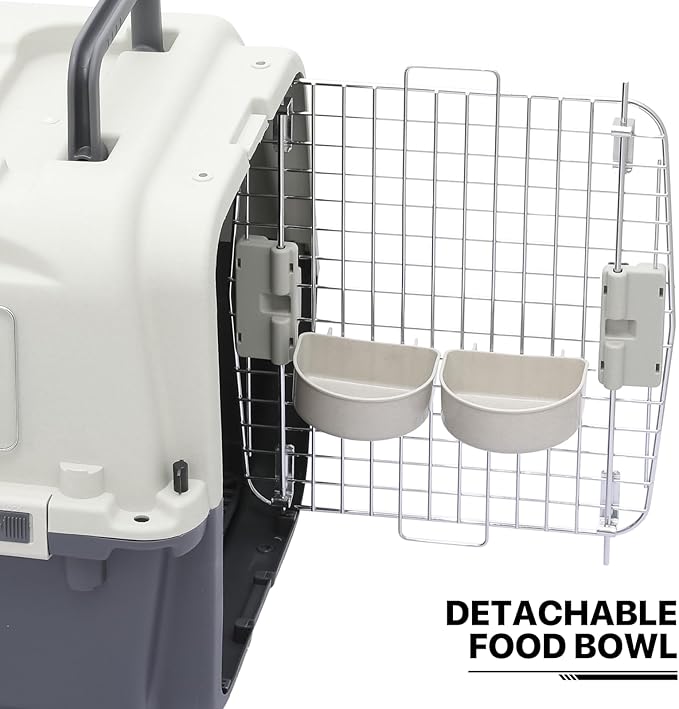 MoNiBloom 25.5-Inch Plastic Carrier with Wheels for Small Dogs and Cats, Multifunction Hard Cat Carrier Dog Kennel Ventilation and Security Lock Design for Pets up to 22 Pounds
