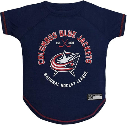 Pets First NHL Columbus Blue Jackets Tee Shirt for Dogs & Cats, Small. - are You A Hockey Fan? Let Your Pet Be an NHL Fan Too!