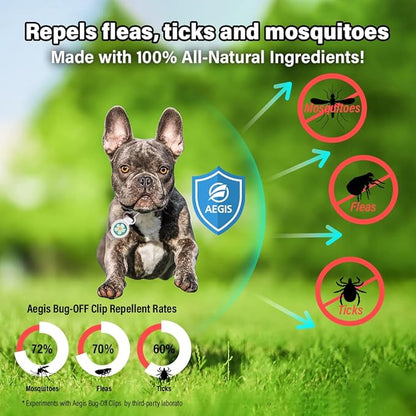 Bug-Off Clip for Dogs, Repels Flea, Tick & Mosquito for 60 Days, Natural Flea and Tick Repellent Collar [Made in Korea] Aegis by KN FLAX (Daisy)