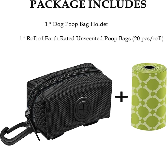 Dog Poop Bag Holder, Poop Bag Holders for Leashes, CAKOVANO Pet Dog Waste Bag Dispenser Leash Attachment – Fits Any Dog Leash – Poop Bag Dispenser with 1 Free Rolls of Poop Bag