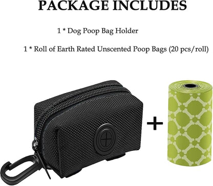 Dog Poop Bag Holder, Poop Bag Holders for Leashes, CAKOVANO Pet Dog Waste Bag Dispenser Leash Attachment – Fits Any Dog Leash – Poop Bag Dispenser with 1 Free Rolls of Poop Bag