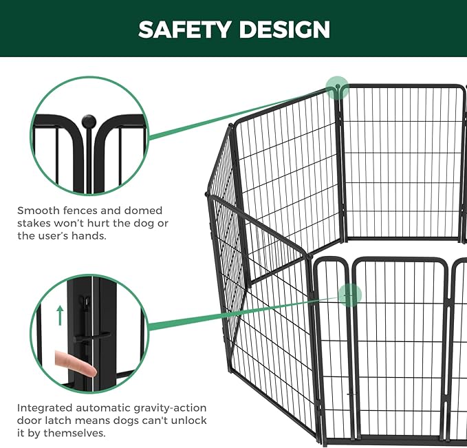 FXW Homeplus Dog Playpen Designed for Indoor Use, 40" Height for Large Dogs, Black│Patented