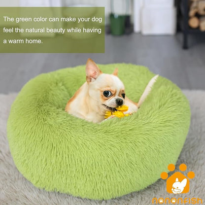Small Dog Bed Calming Dogs Bed for Small Dogs Anti-Anxiety Puppy Bed Machine Washable Fluffy Luxury Anti-Slip Waterproof Mute Base Warming Cozy Soft Pet Round Bed