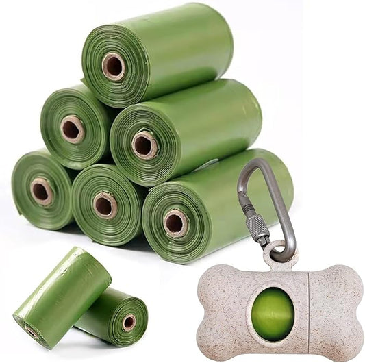 Bag Dispenser Dog Poop Bags Holder Dog Waste Bags Dispenser with Leak-Proof Green Poop Bags for Leash On The Go for Walking Dogs Outdoor (1 Holder 135 Bags, Wheat)