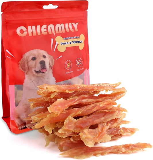 Dog Treats Chicken Jerky Strips, All Natural Human Grade Puppy Chew, for Small Medium and Large Dogs, 11.6 oz
