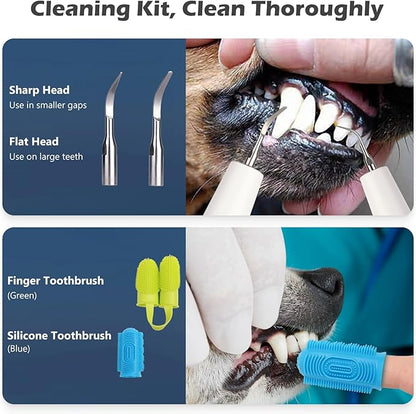 Plaque Remover for Teeth,Dog Teeth Cleaning kit,Tartar Remover for Dog Tooth,5 Modes Ultrasonic Dental Tool Cleaner & Scraper for Pet Tooth with Led Light-White