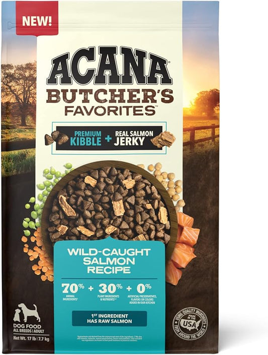 ACANA Butcher's Favorites Dry Dog Food, Wild-Caught Salmon Recipe, Fish Dog Food, 17lb