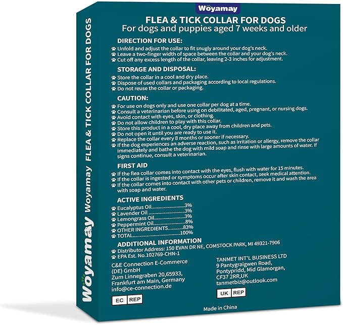 4 Pack Flea Collar for Dogs, Natural Flea and Tick Collar for Dogs, 8 Months Flea and Tick Prevention for Dogs, Tick Collar for Dogs, Water Resistant Dog Flea Collar, One Size Fits All, Blue