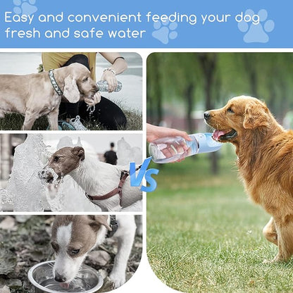 Nobleza Dog Water Bottle, Leak Proof Portable Pet Water Bottle Dispenser BPA-Free Puppy Water Bottle for Outdoor Walking, Hiking, Travel, Food Grade Plastic (12.8oz, Blue)