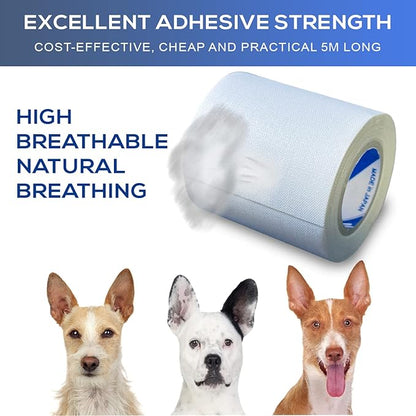 Ear Tape for Dogs 1 Pack with Dog Ear Cleaner Cotton Swabs, Self Adhesive Cotton Tape for Dog Ear Protection and Support, Ear Care Set for Dogs (2.0 inch (50 mm))