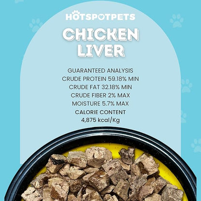 hotspot pets Freeze Dried Chicken Liver Treats for Cats & Dogs -1LB BIG BAG- Single Ingredient All Natural Grain-Free - Perfect for Training, Topper or Snack -Made in USA - (Chicken Liver)