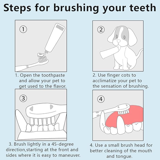 5PCS Dog Toothbrush Kit Cat Toothbrush Finger Toothbrushes Triple Head Dog Toothbrushes for Dogs, Cleaning Pet Brushes for Puppy Dogs Cat Dental Care