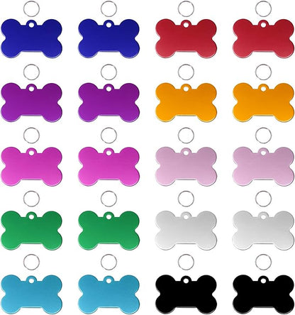 Penta Angel Aluminum Alloy Pet ID Tags 20Pcs Bone Shaped Blank Engraved Dog Cat Name Phone Number Identification Card Tags