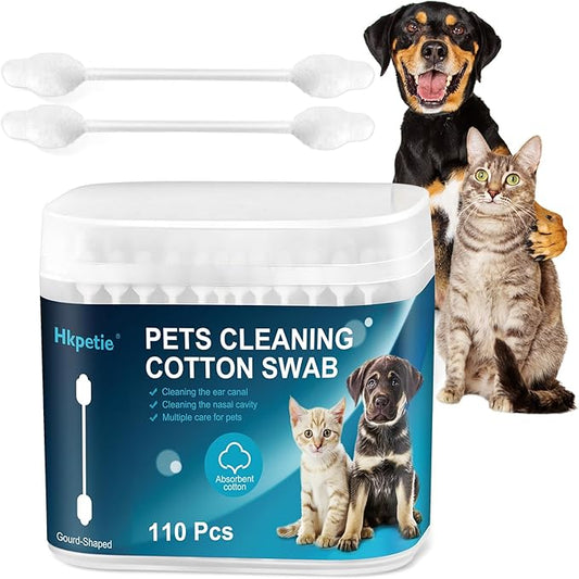 Cotton Swab for Pets, 110 pcs Dog Ear Cleaner Buds, Safety Dog Ear Infection Treatment, Specially Designed Cotton Sticks for Puppy and Kitten Ear Care