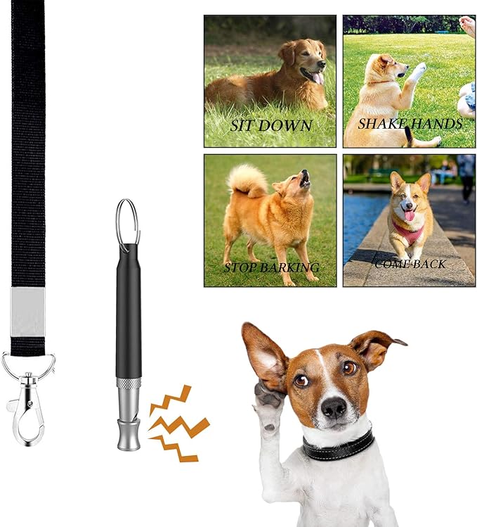 4-in-1 Dog Training Set, Puppy Training Treats- Dog Treat Training Pouch, Bark Control Whistle, Dog Doorbells, Dog Clicker, Ideal Gift for First Time Pet Owners, Training Dog Owners (Gray)