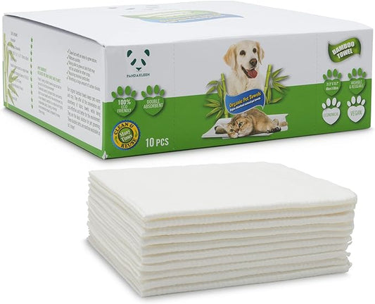 Bamboo Pet Towel 10 PCS - Reusable Bamboo Paper Towels for Dogs, Cats and Other Pets are Machine Washable Up to 5 Times | Disposable Pet Wipes for Drying and Cleaning Dirty Pets