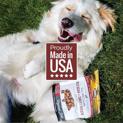 All Natural Dog Treats - Wild Boar & Sweet Potato - Training Treats for Dogs with Allergies, Sensitive Stomachs - Soft Dog Treats, Chewy, Grain Free, Human-Grade, Made in USA - 5oz Bag