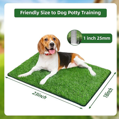 Dog Grass Pee Pad,Artificial Grass for Dogs Potty Training,Reusable Turf Grass Pads for Dogs with Hemmed Edge,Fake Grass Replacement Pads for dog Indoor and Outdoor (18" x 23")