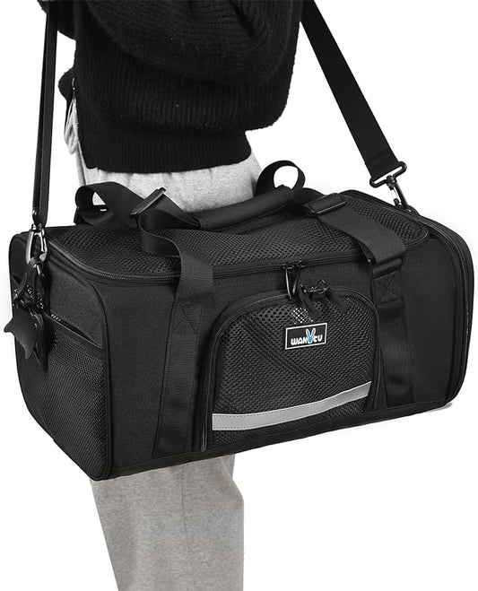 Airline Approved Pet Carrier, Collapsible Cat carrier, Expandable Dog Carrier, 900D High Density Oxford Cloth, Wear-Resisting, Anti Tearing, Safety Lock Zipper, Reflective Tape