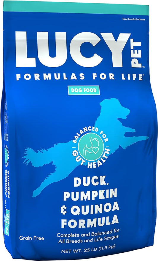 Lucy Pet Products Formulas for Life Duck, Pumpkin & Quinoa Dry Dog Food, All Life Stages, Digestive Health, Sensitive Stomach and Skin, 25lb bag