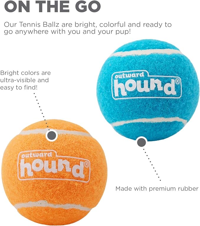Outward Hound Tennis Ballz Fetch Dog Toy, 4-Pack