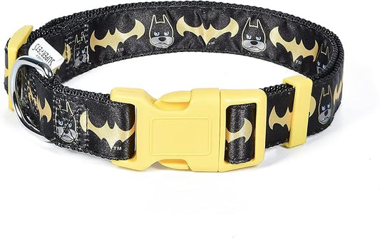 DC Comics League of Super-Pets Ace Batman Dog Collar, Medium |Officially Licensed DC LEAGUE of SUPER-PETS Dog Collar |Medium Dog Collar DC LEAGUE of SUPER-PETS Ace Bat Hound Batman Style with D-ring