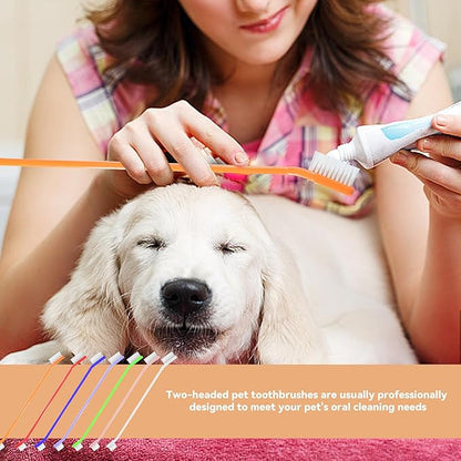 70 Pieces Dual End Dog Toothbrush Pet Toothbrush, Dual headed Pet Tooth Brush, Soft Grooming Dual Side Dog ToothBrush Multicolored for Pet Teeth Cleaning